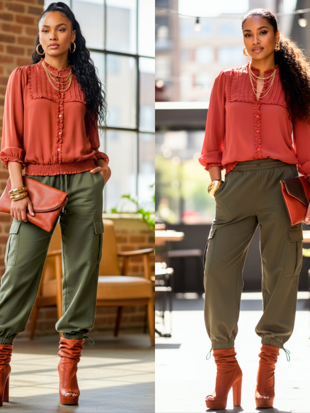 Rust Red Blouse Size M